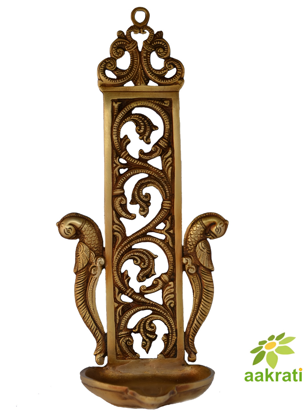 Aakrati Gold Toned Textured Brass Hanging Diya