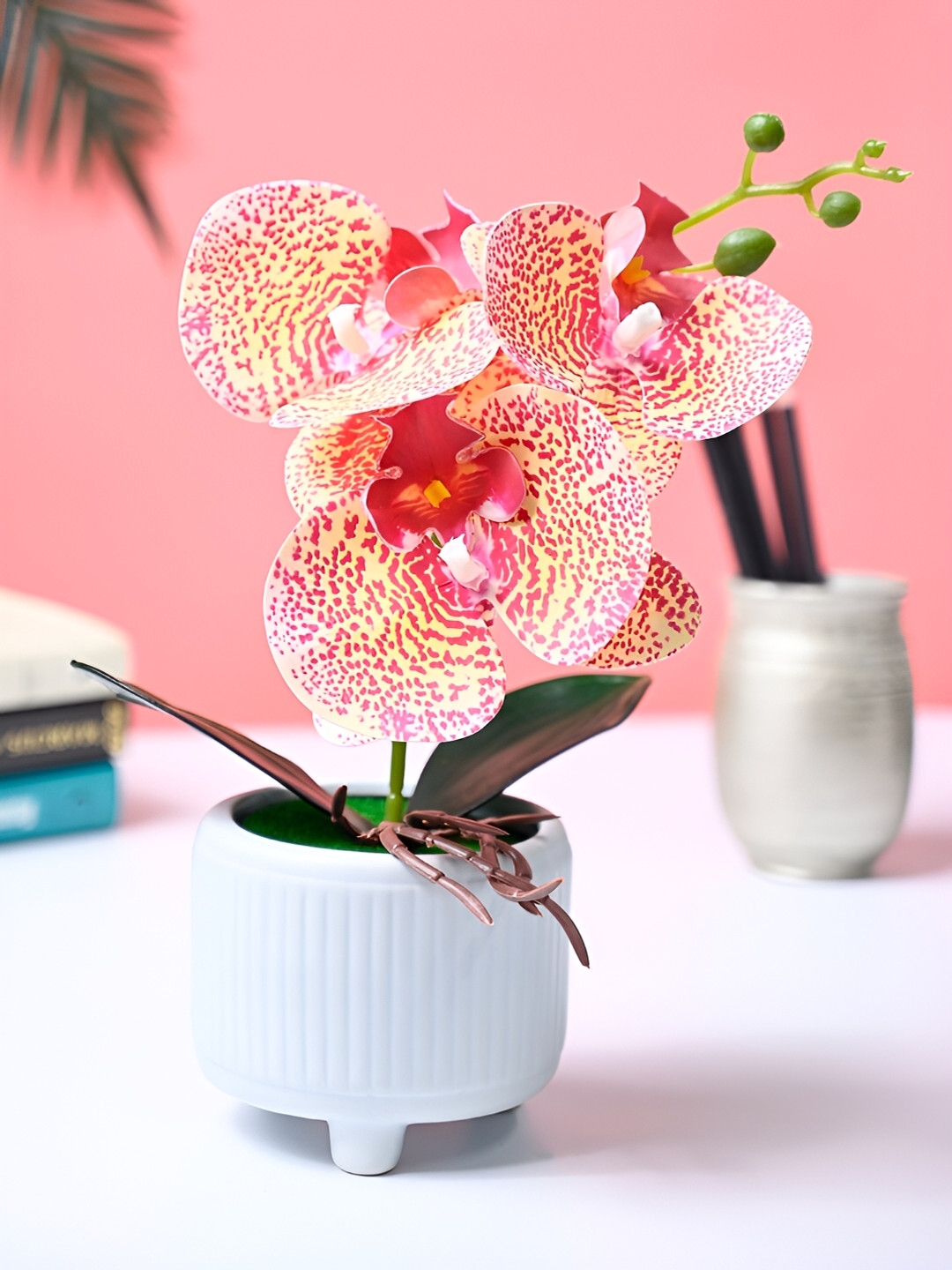 MARKET99 Blue & Pink Orchid Artificial Flower With Pot