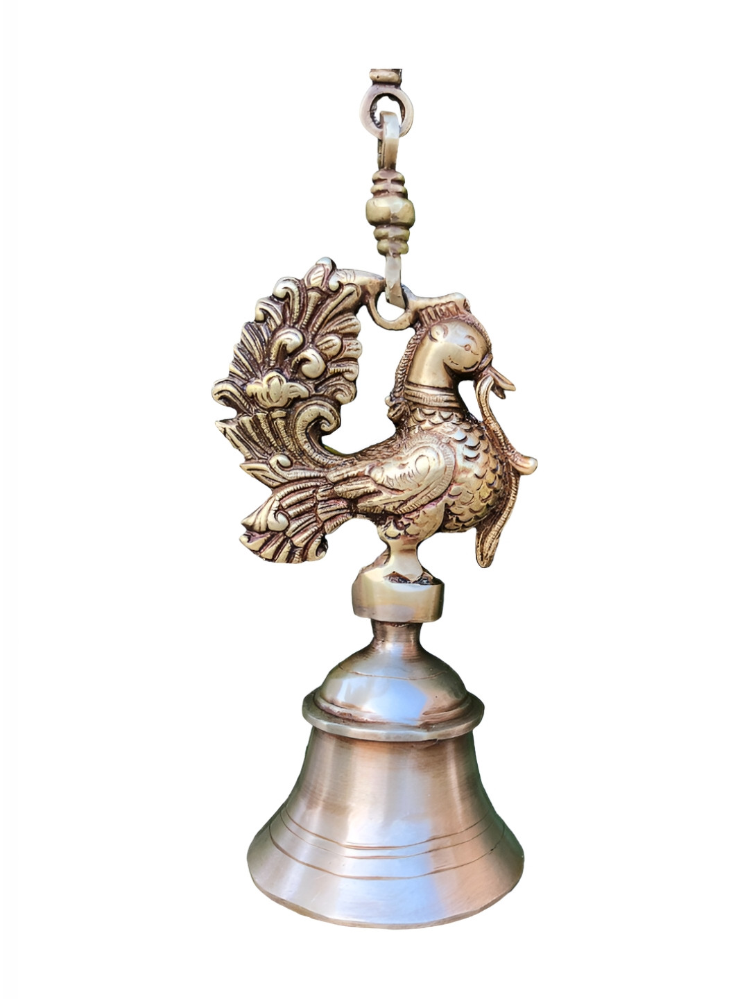 Aakrati Gold Toned Bird Patterned Brass Hanging Pooja Bell