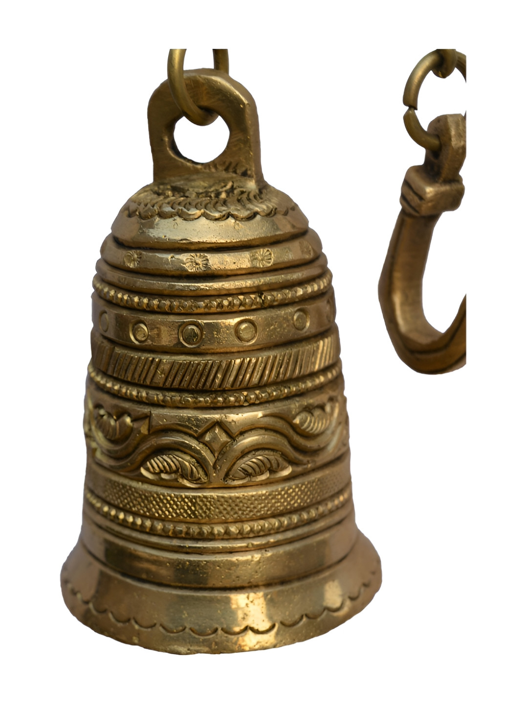 Aakrati Gold Toned Brass Textured Hanging Pooja Bell With Chain