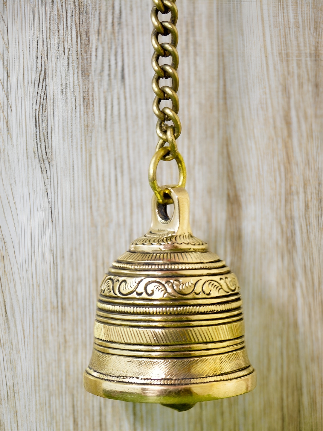 Aakrati Gold Toned Textured Brass Hanging Pooja Bell With Chain