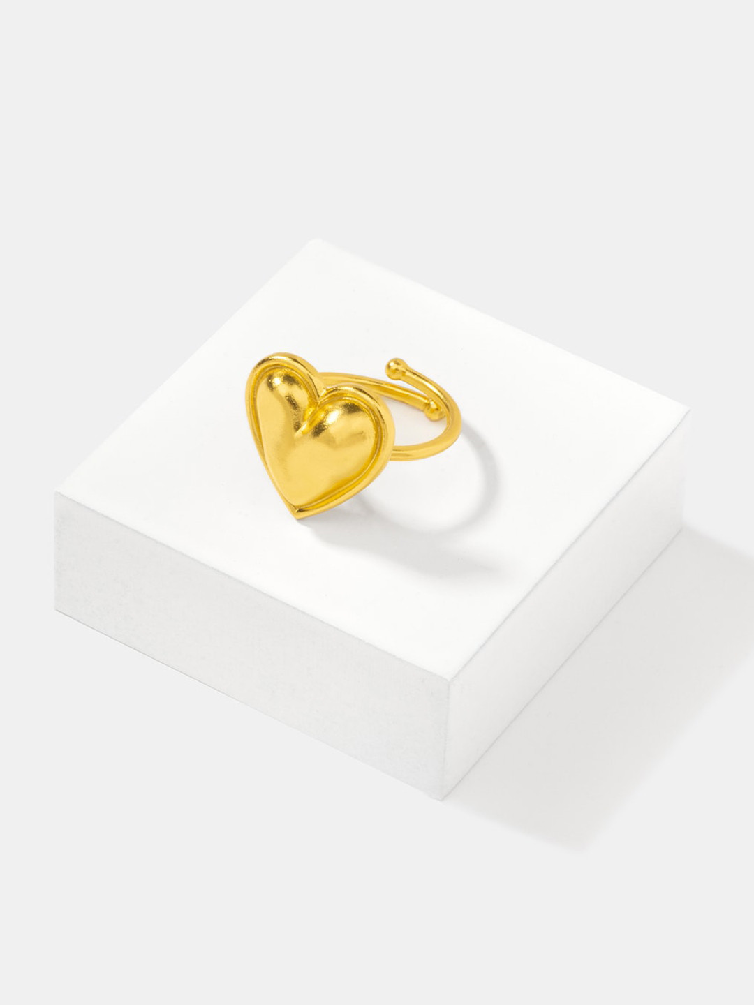 SHAYA 925 Silver Gold Plated Heart Shape Finger Ring