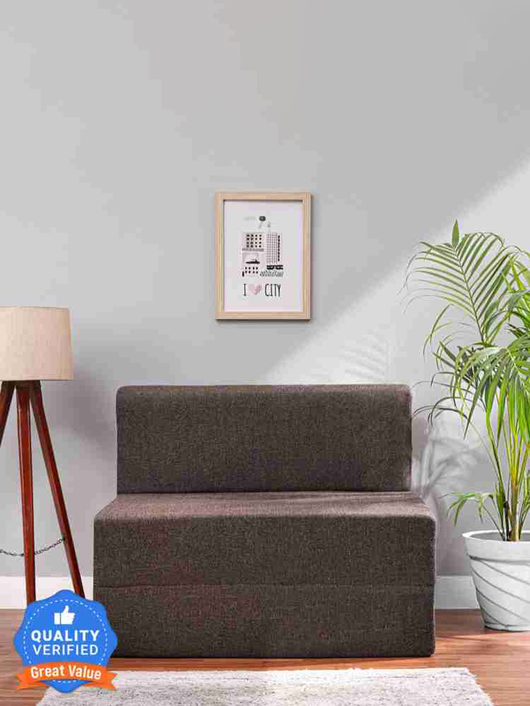 Solis Primus Comfort for all Brown Jute Convertible Inflatable Sofa and Bed