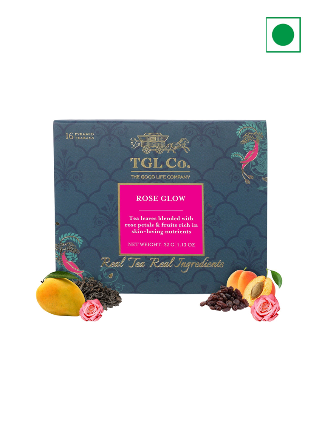 TGL Co. Set Of 16 Rose Glow Black Tea Bags - 2 Gm Each