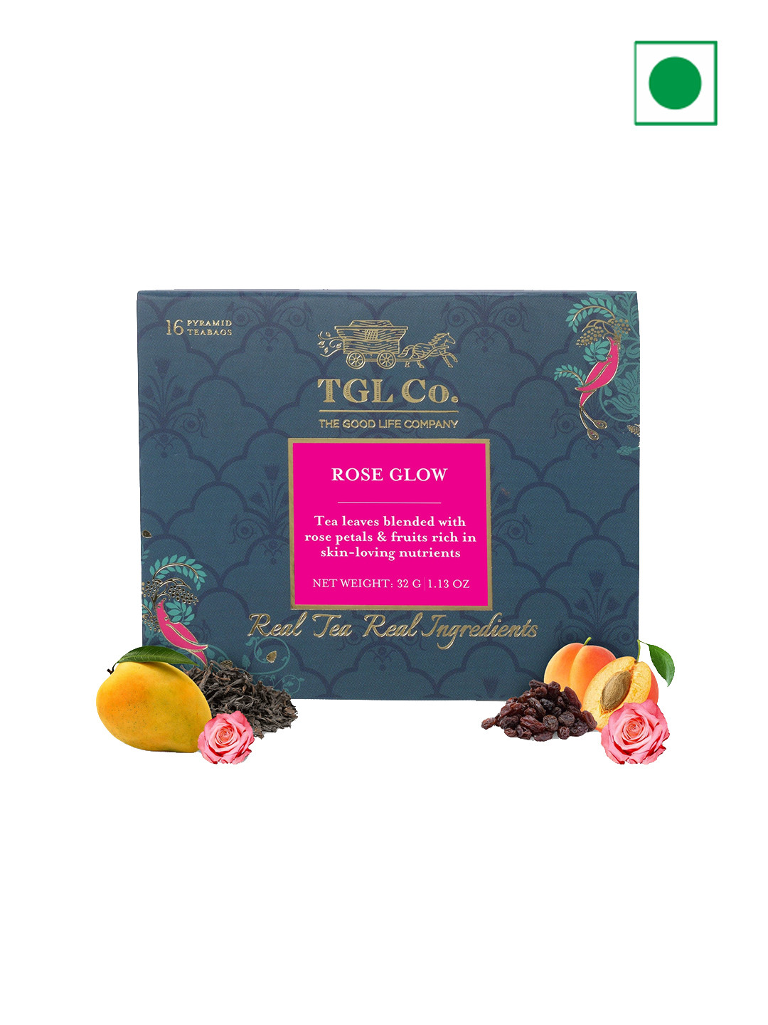 TGL Co. Pack Of 3 Rose Glow Black Tea Bags Loose Leaves 100gm