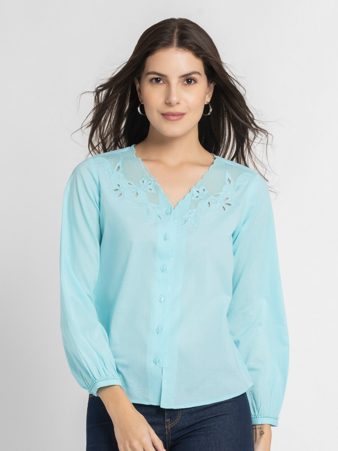 SHAYE Cotton Shirt Style Top