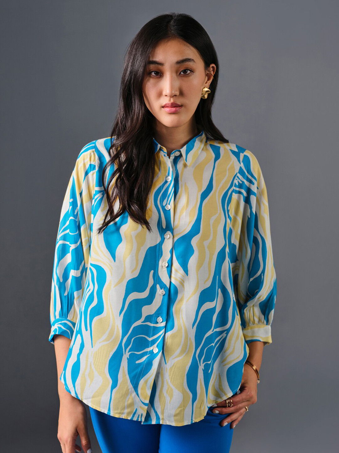 AND Print Shirt Style Top