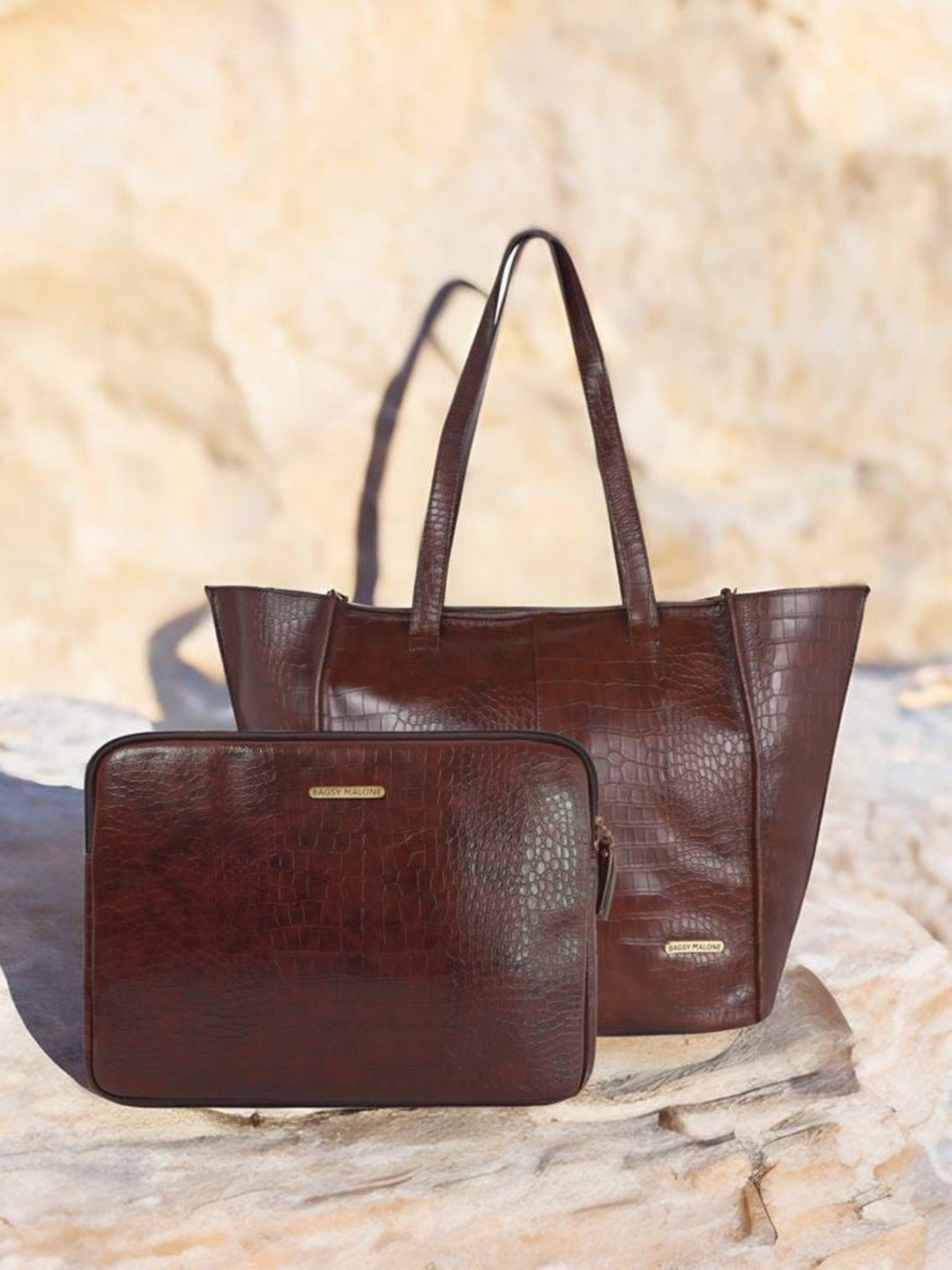 Bagsy Malone PU Shopper Shoulder Bag with Cut Work