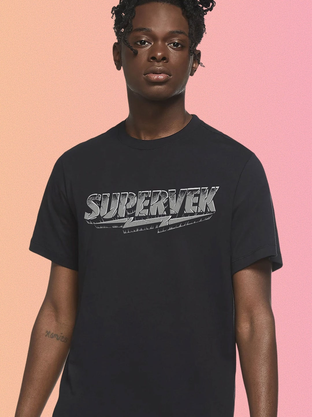 SUPERVEK Unisex Typography Printed Applique T-shirt
