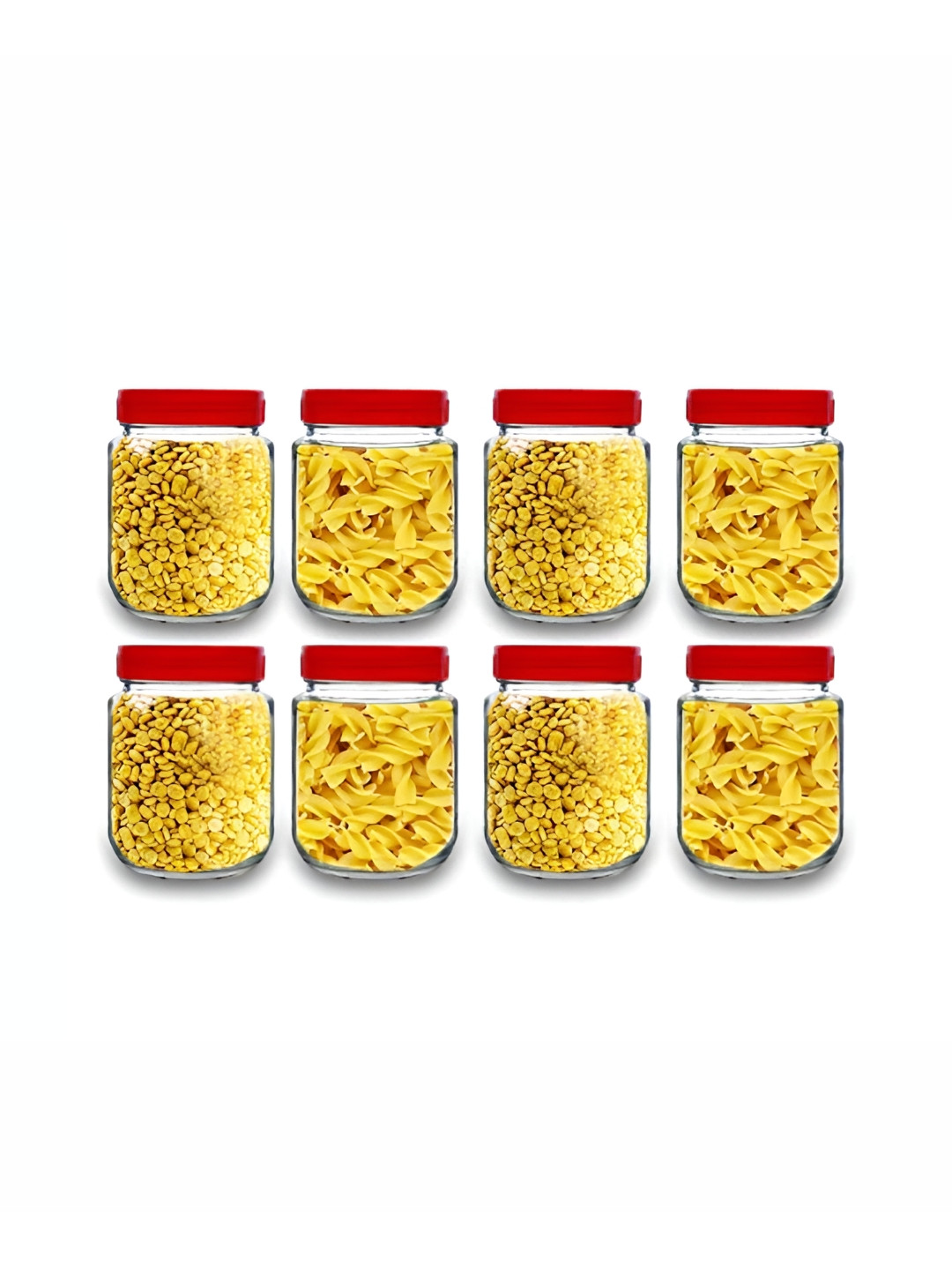 Tyche Enterprises Piramal Transparent Glass Dishwasher Safe 8 Piece Screw Top Canister-500ml