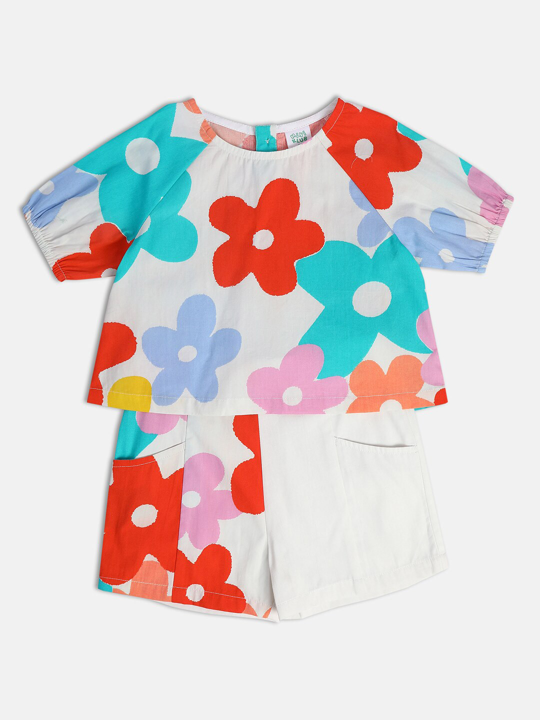 MINI KLUB Girls Floral Printed T-shirt With Shorts