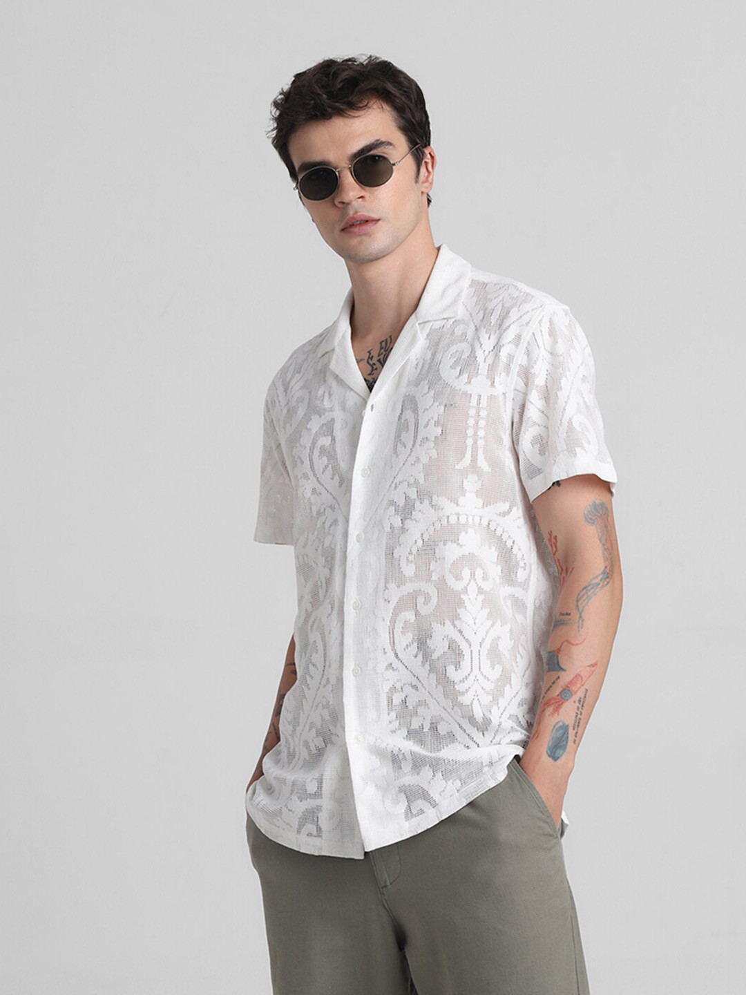 Jack & Jones Men Sheer Casual Shirt