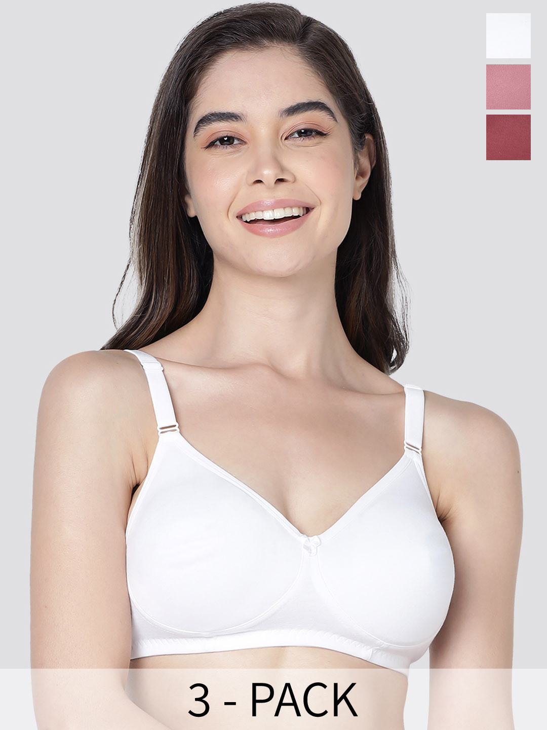 Kalyani Evlyn Pack of 3 Double Layered Cups Seamless Bra ON-WHT-WNE