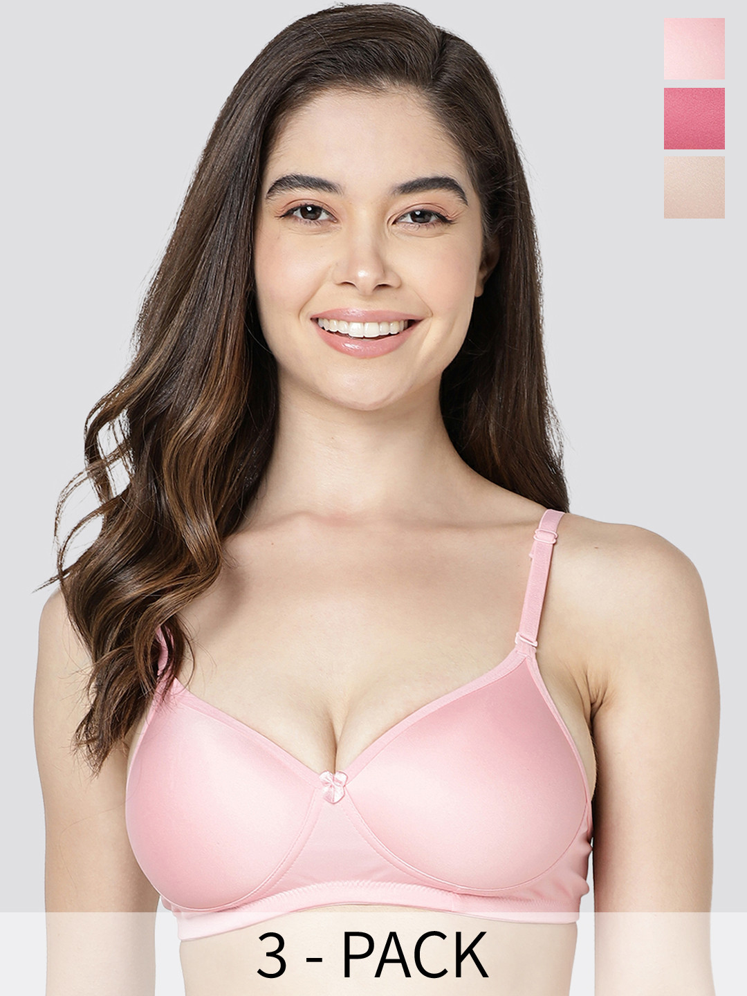 Kalyani Maria Pack of 3 Lightly Padded Seamless T-Shirt Bra DRST-FWN-DPNK