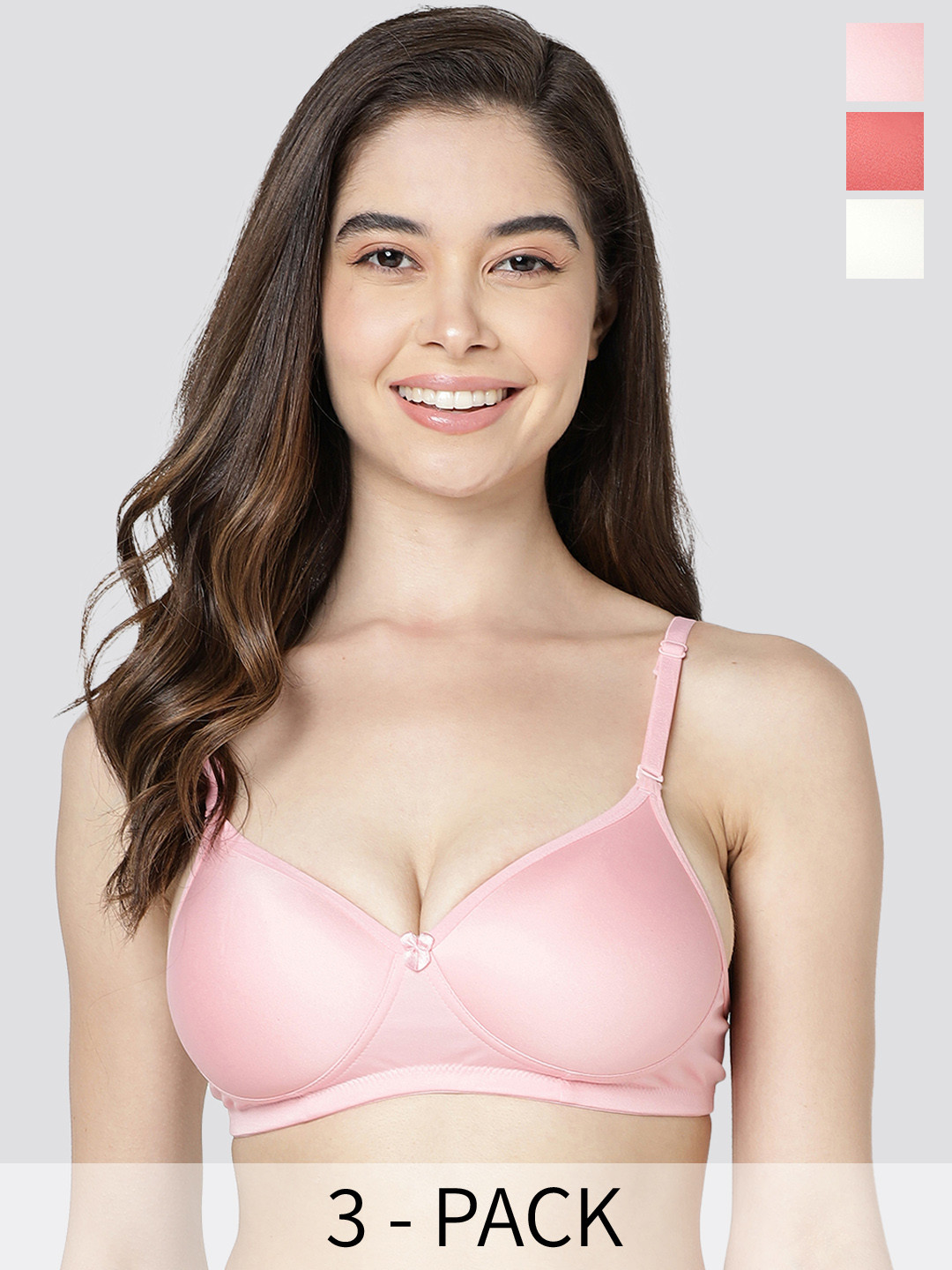 Kalyani Maria Pack of 3 Lightly Padded Seamless T-Shirt Bra RST-SKN-DPNK
