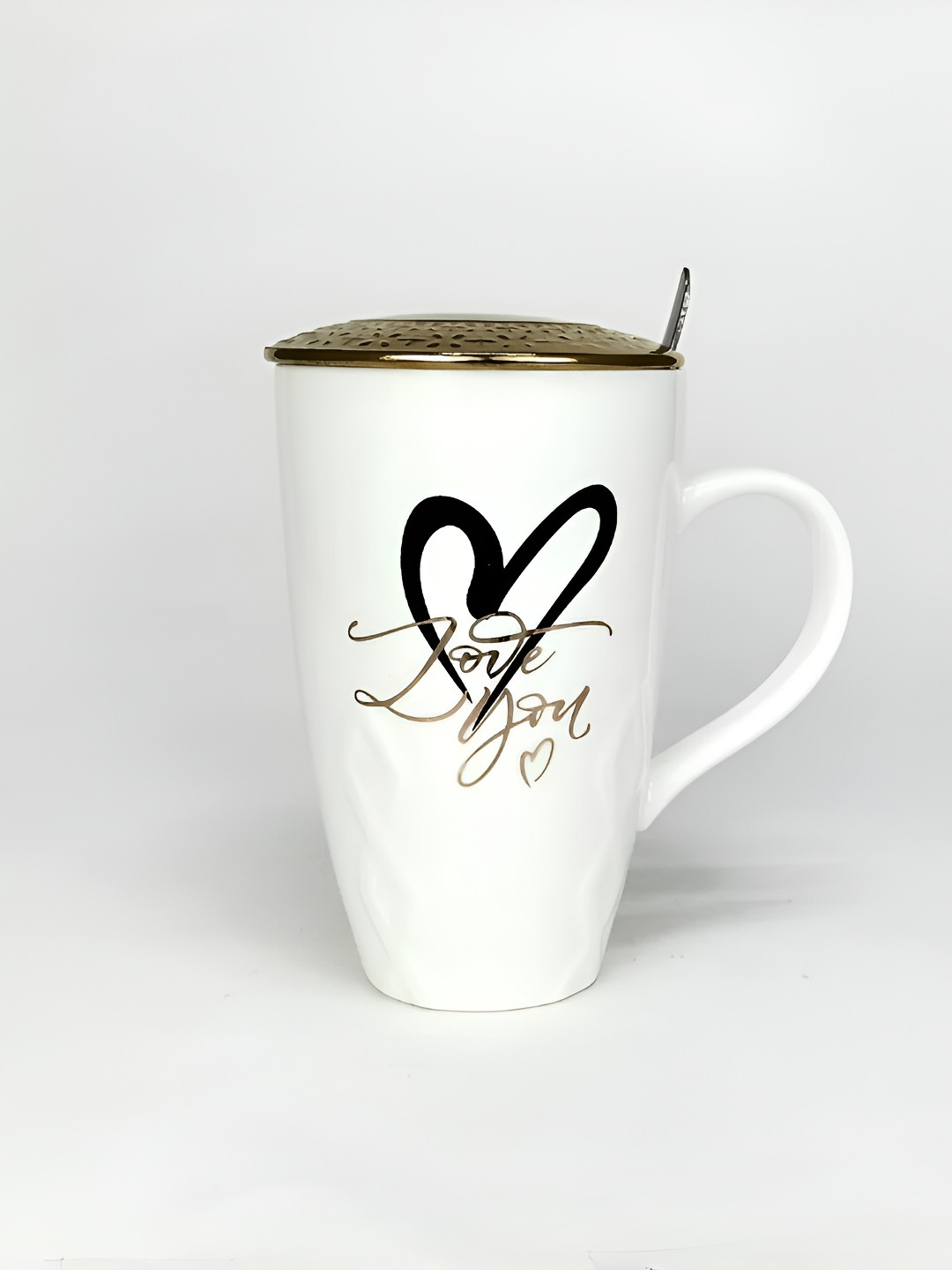 Giftii White & Black 3 Pieces Printed Ceramic Glossy Mugs 350 ml