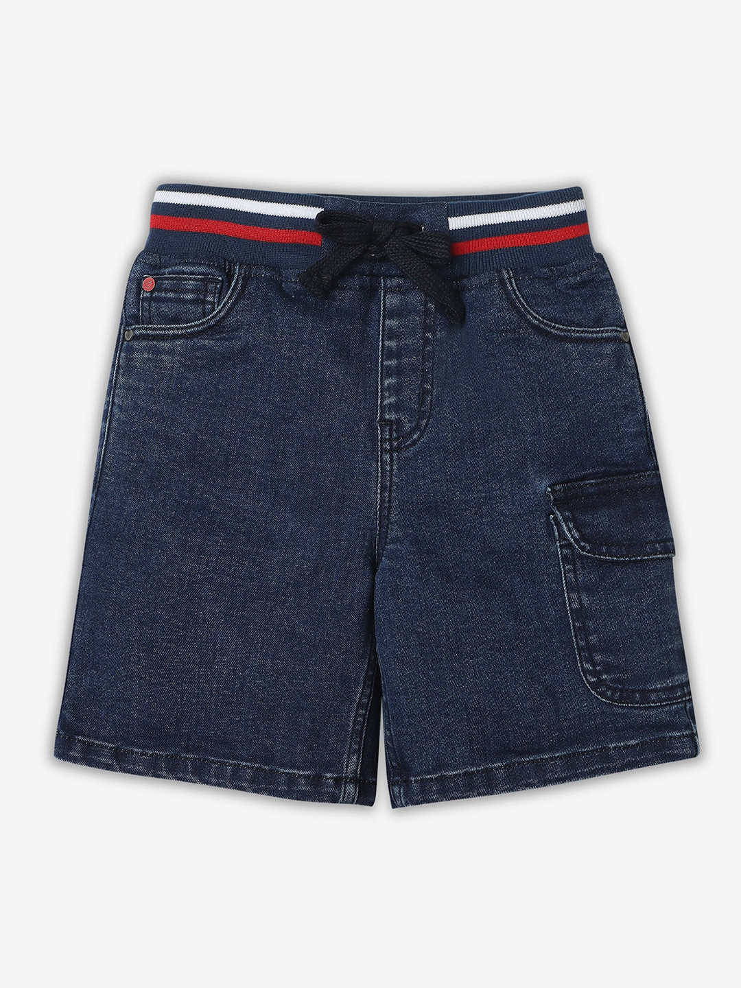 Ed-a-Mamma Boys Solid Denim Shorts With Drawstring Closure