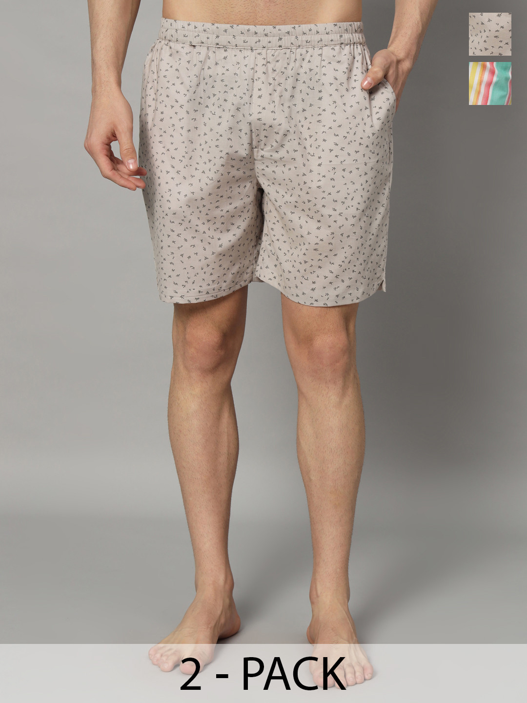 OWO THE LABEL Pack Of 2 Printed Pure Cotton Boxers- OTLMB13_18-S