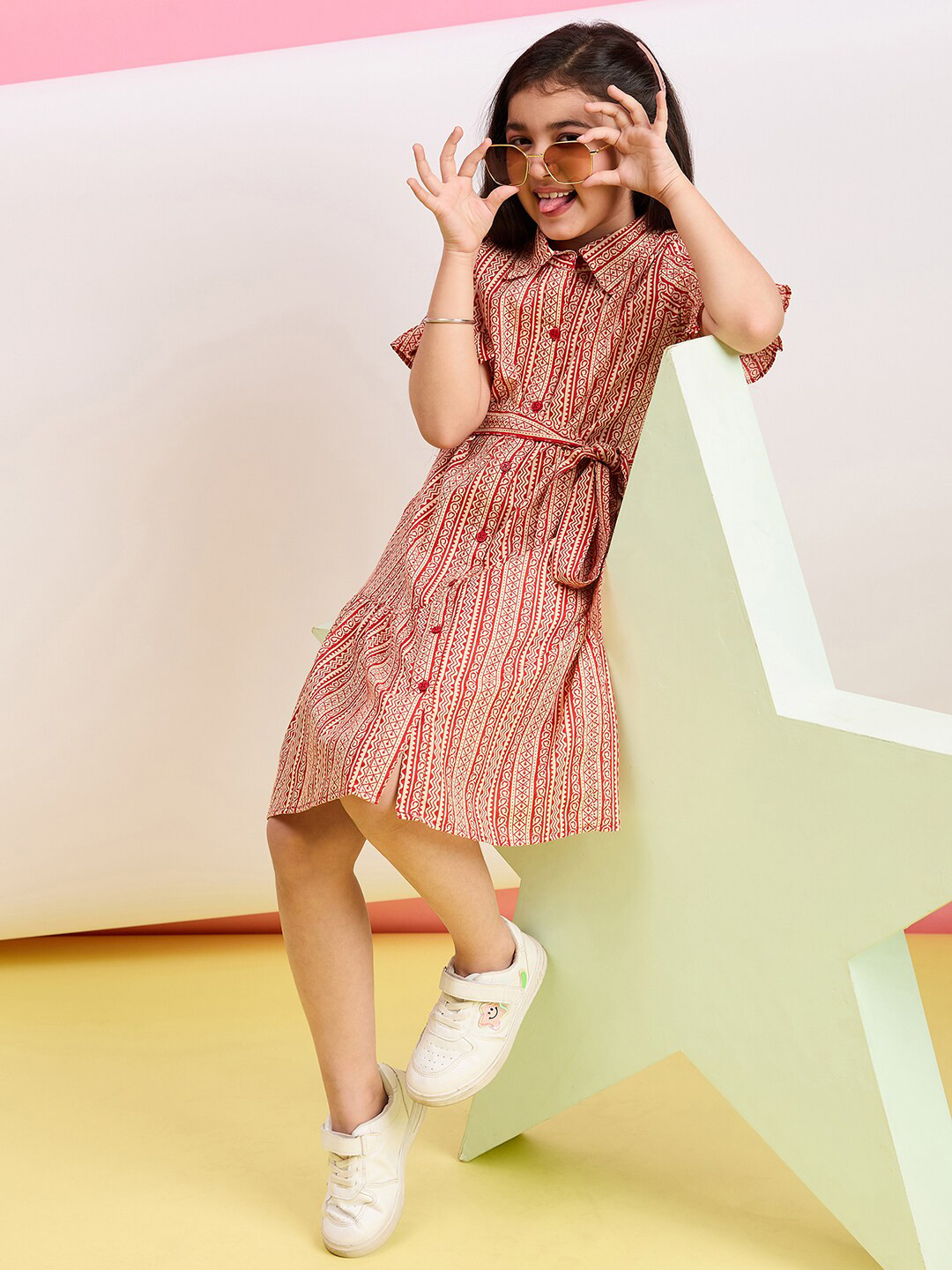 Stylo Bug Girls Tribal Print Shirt Dress