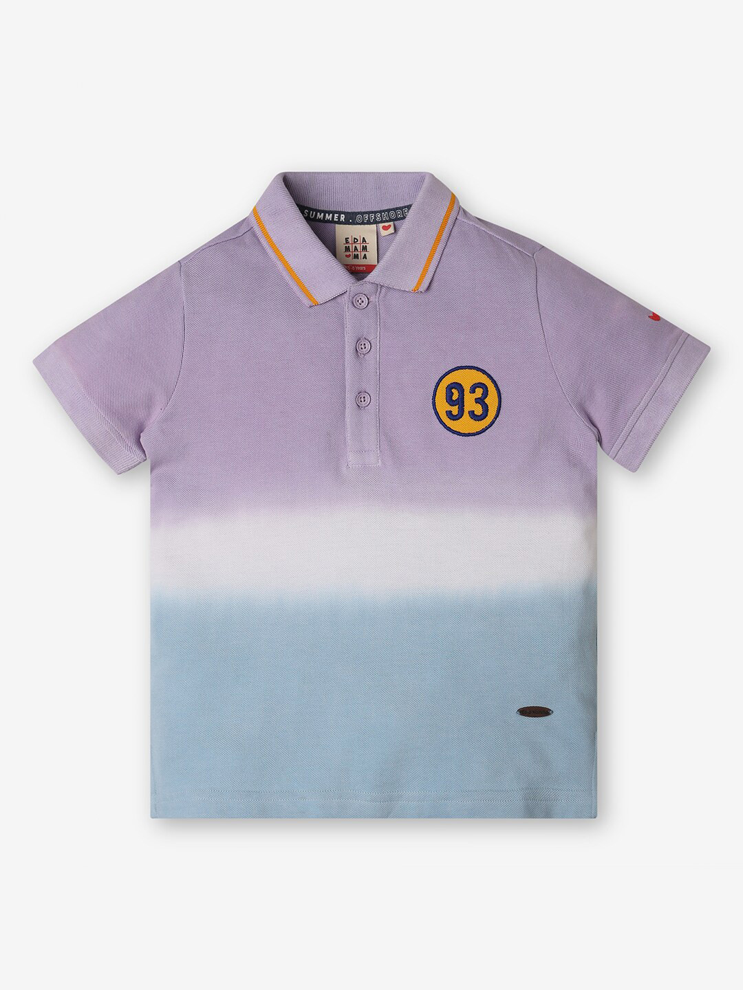 Ed-a-Mamma Boys Dyed Polo Collar Bio Finish Applique T-shirt