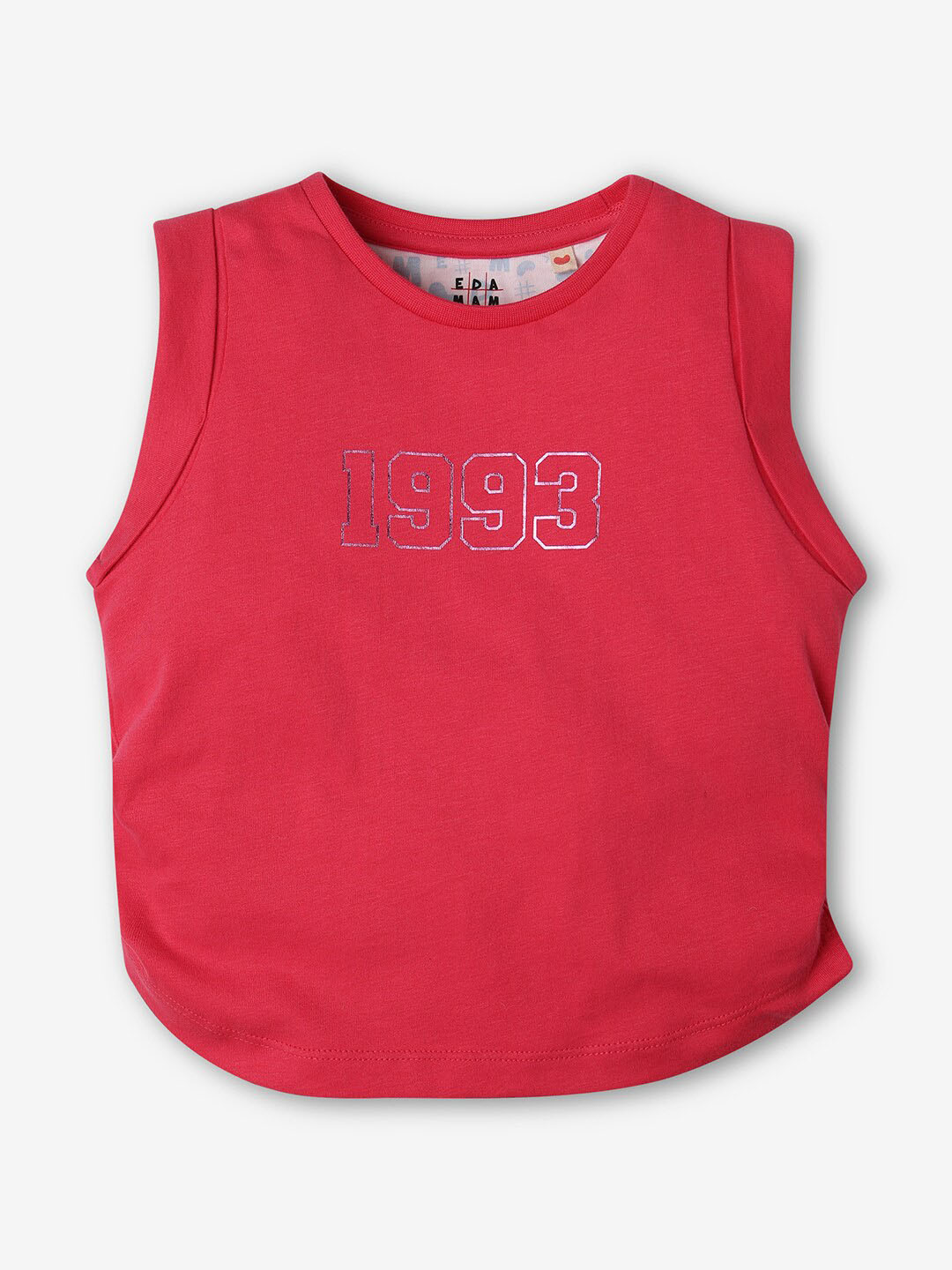 Ed-a-Mamma Sustainable Cotton Typography Round Neck Sleeveless T-shirt