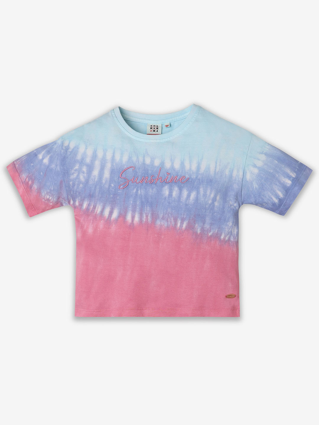 Ed-a-Mamma Girls Tie and Dye Dyed Bio Finish Raw Edge T-shirt