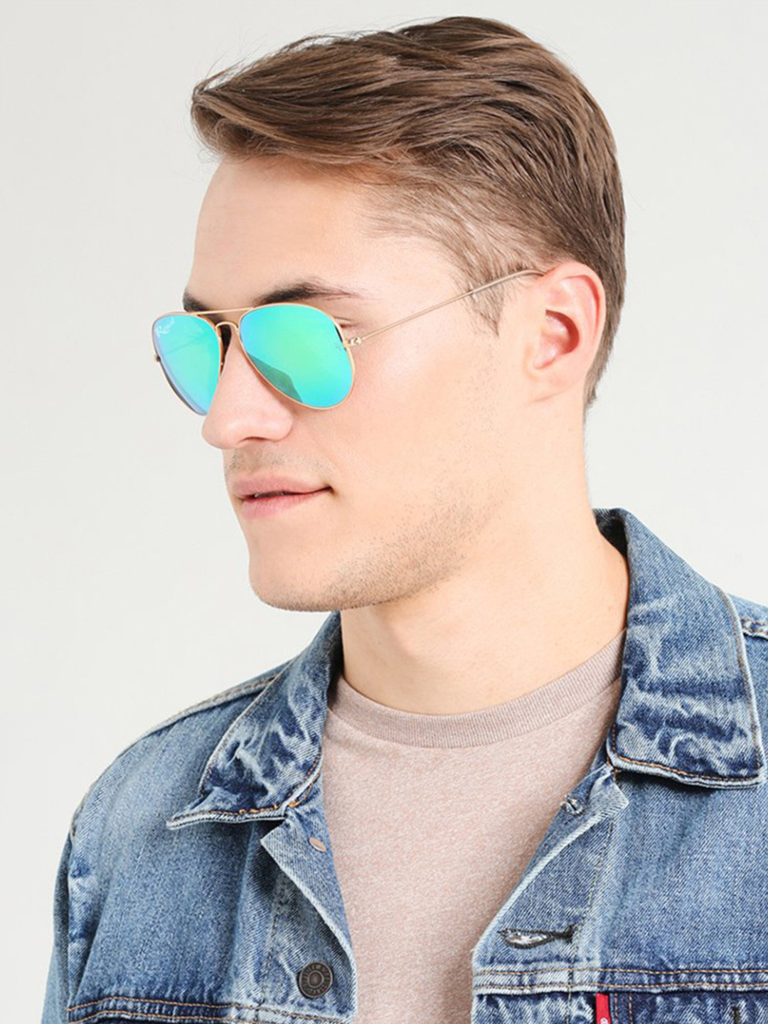 RESIST EYEWEAR Unisex Aviator Sunglasses with UV Protected Lens AV GOLD GREEN REVO1