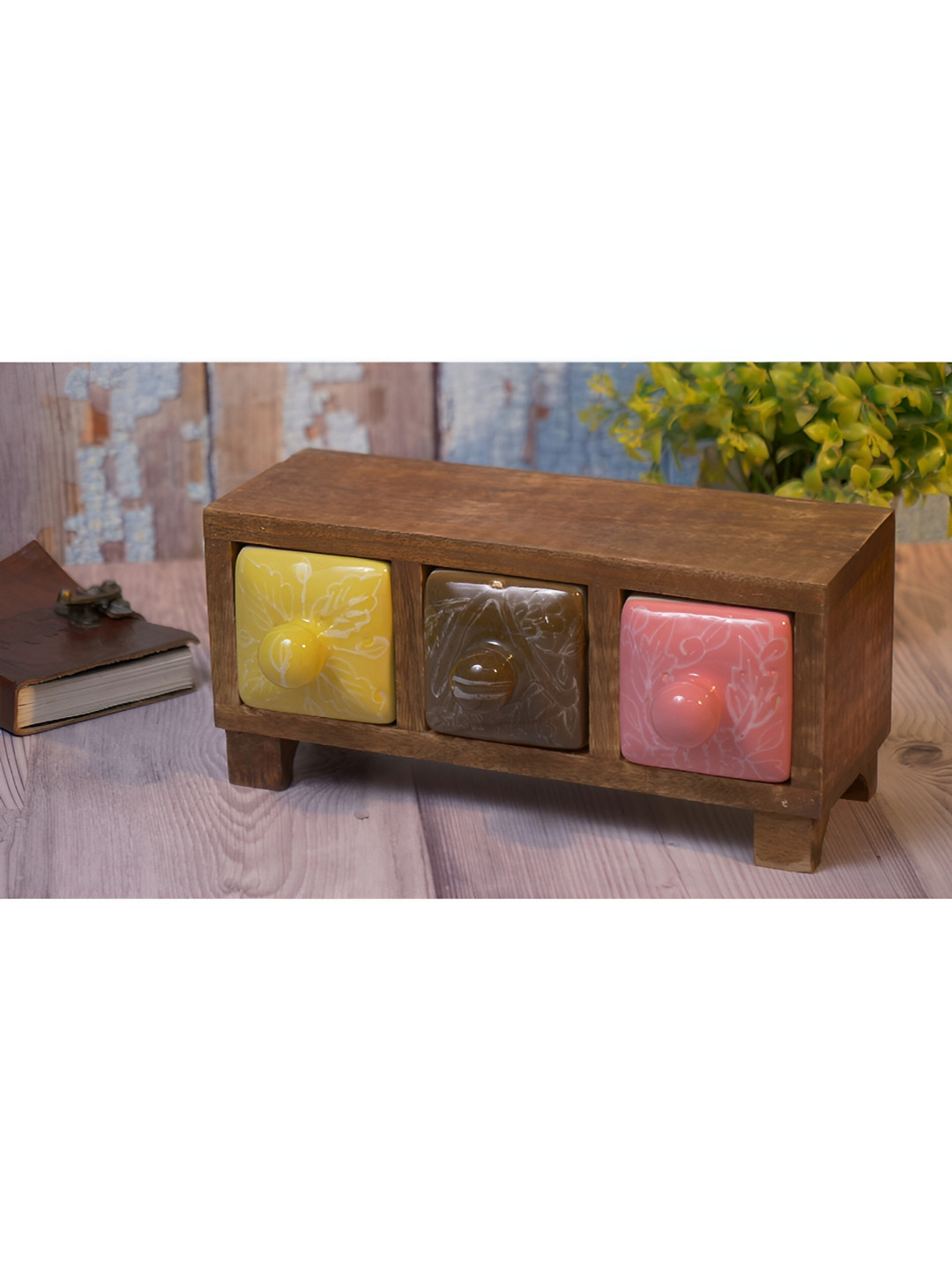 Two Moustaches Pink Printed Wardrobe Wooden Drawer Organiser