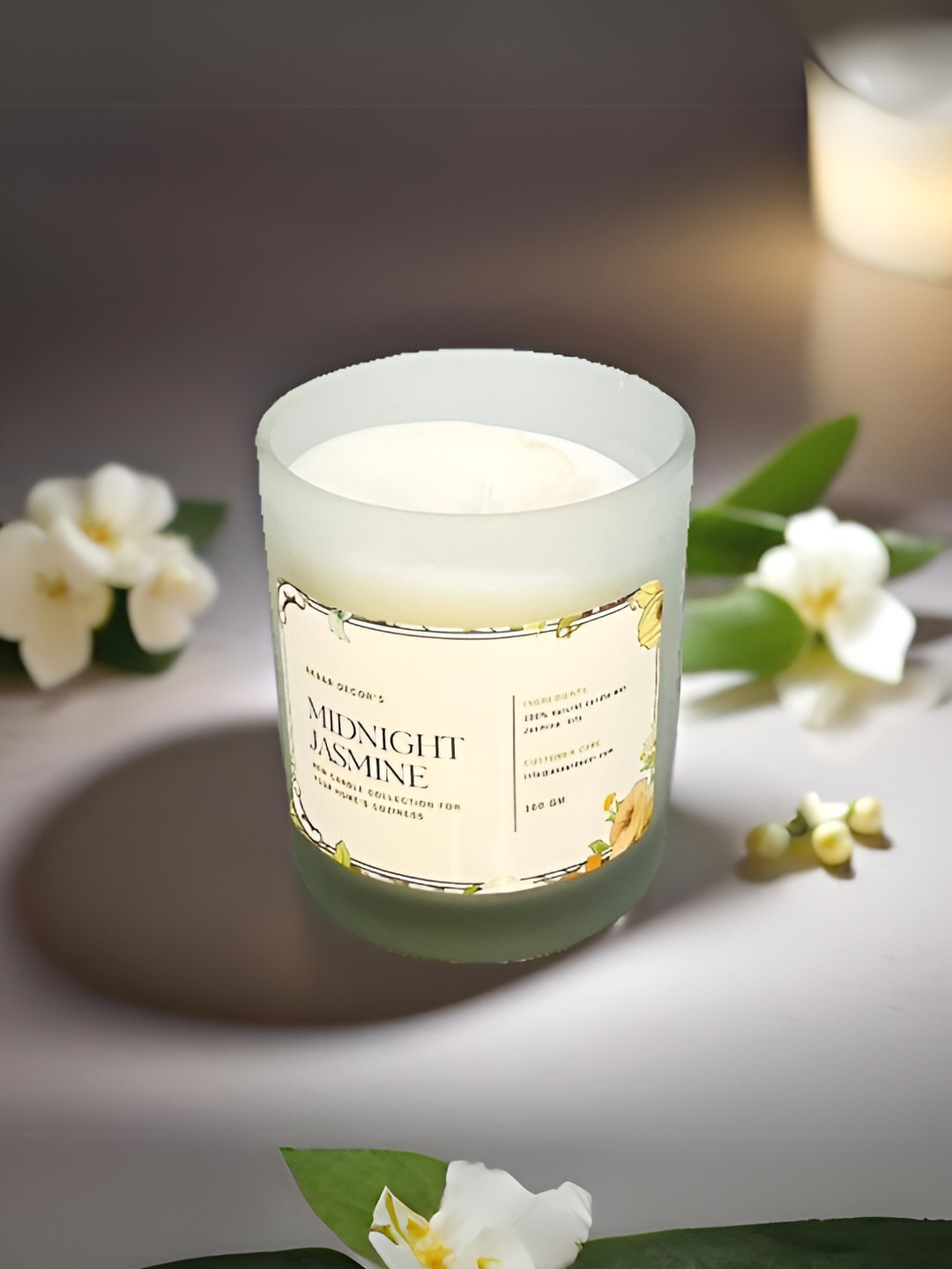 Akaar Scented 1 Wick Midnight Jasmine Solid Geometric Regular Jar Candles