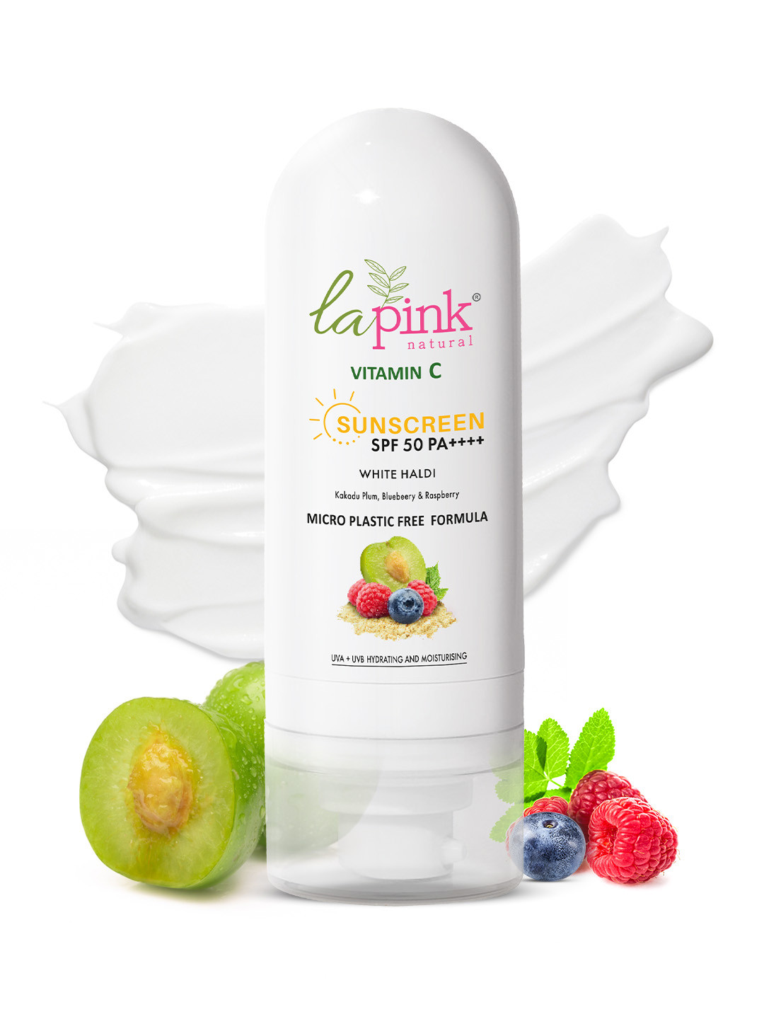 La Pink Vitamin C SPF 50 PA ++++ Sunscreen with Hyaluronic Acid & Niacinamide - 50g