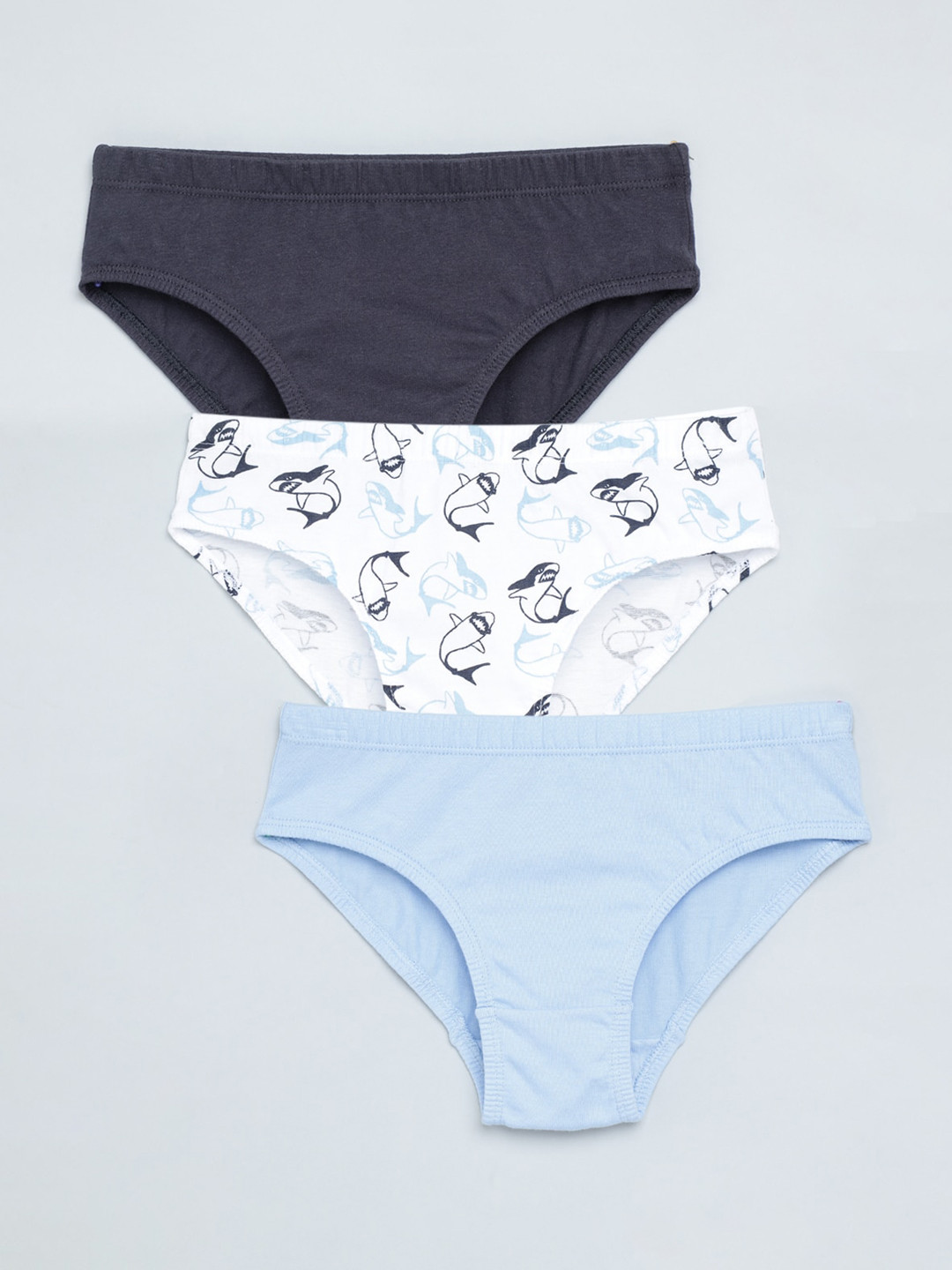 Charm n Cherish Boys Pack Of 3 Shark Printed Cotton Basic Briefs REBWBRI46