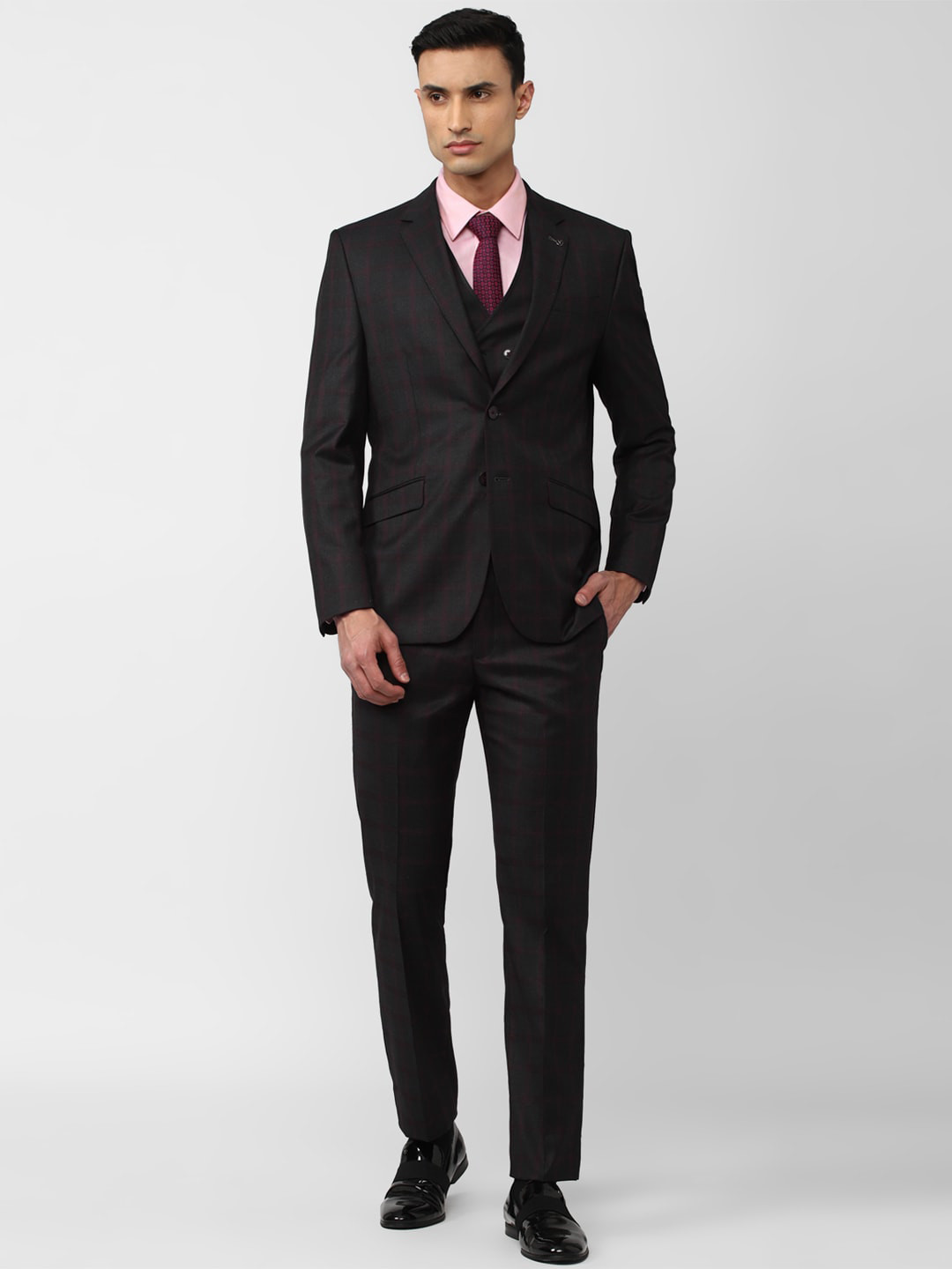 Van Heusen Checked Slim-Fit 2Piece Formal Suits