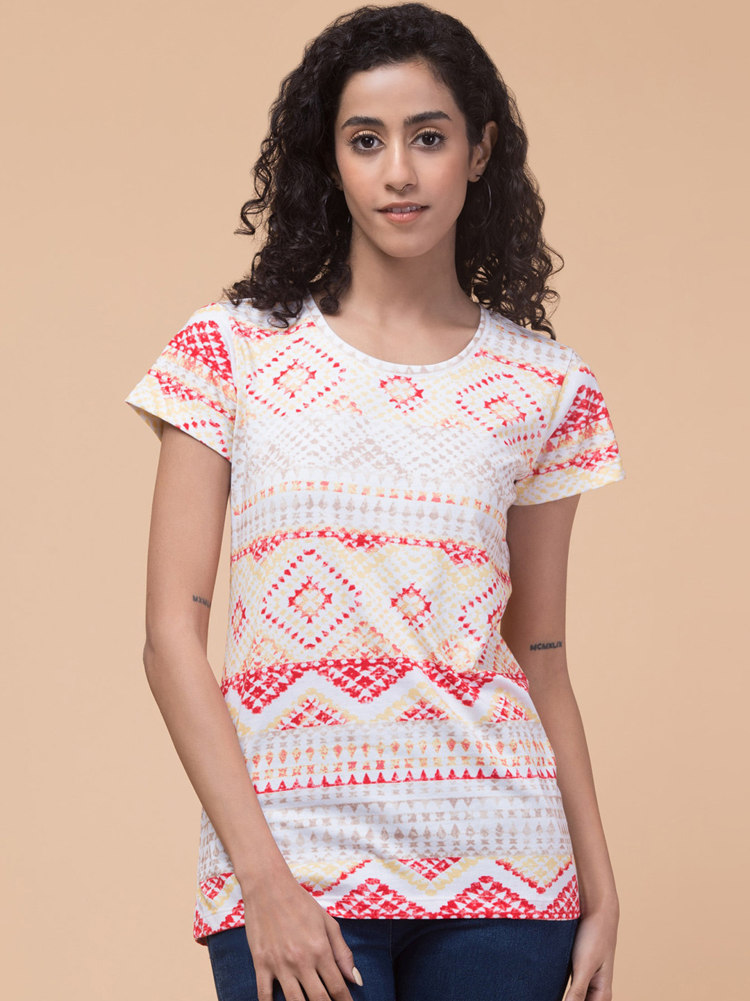 BAESD Women Tribal V-Neck Pockets T-shirt