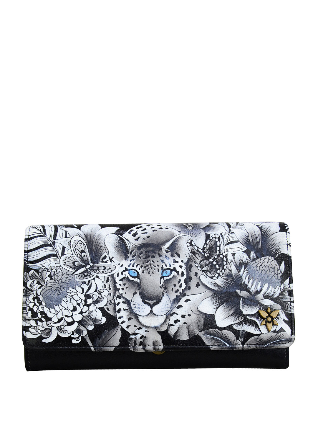 Anuschka Hand Painted Cleopatra's Leopard Accordion Flap Wallet