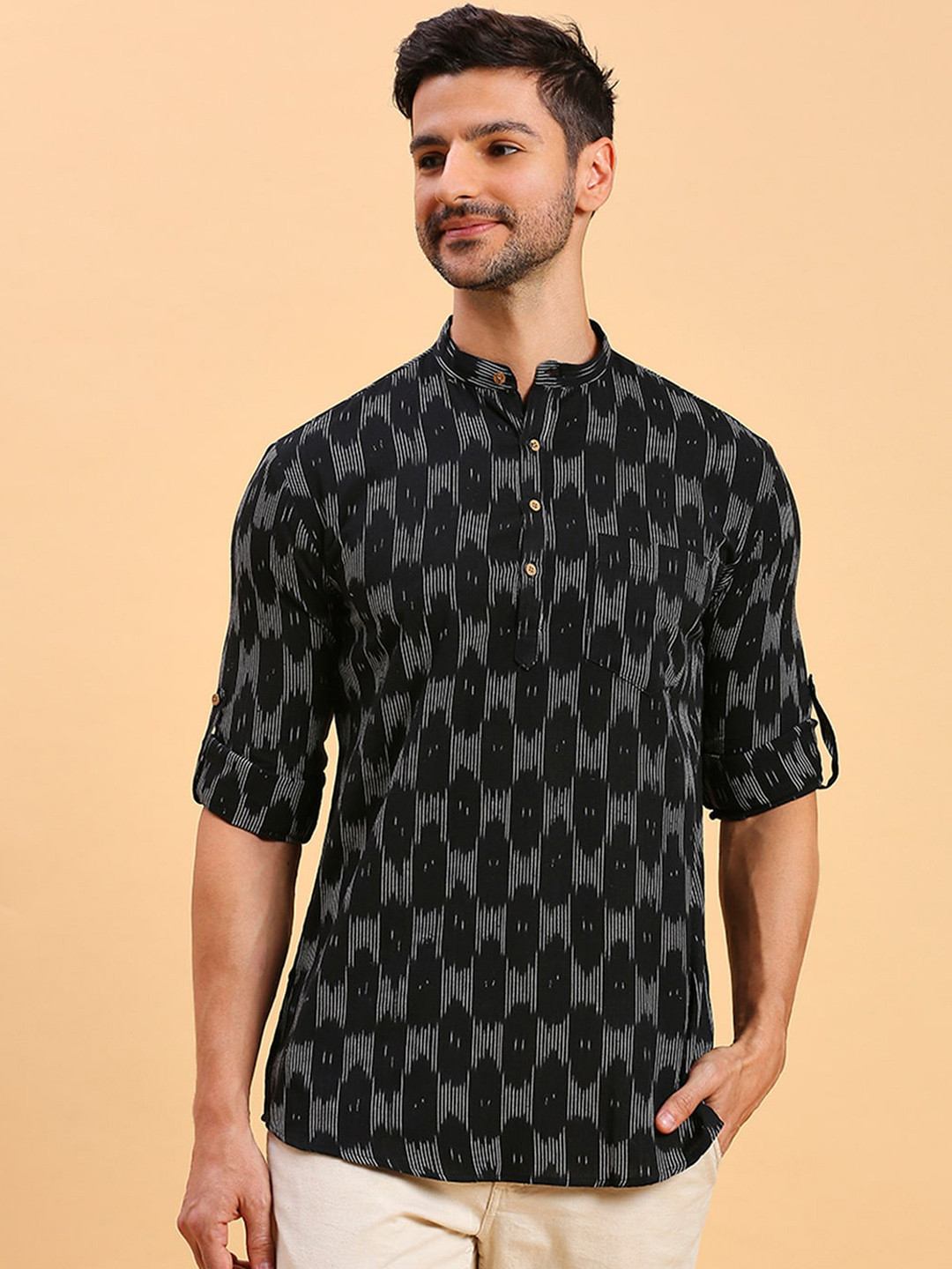 RAJUBHAI HARGOVINDAS Men Thread Work Quirky Handloom Kurta