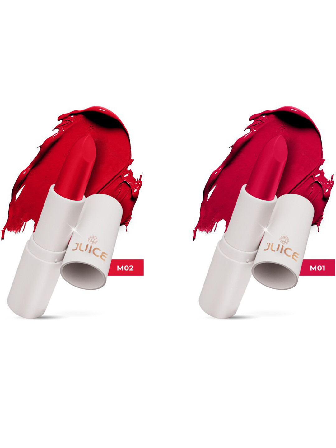 JUICE Kiss Sensation Set Of 2 Lipstick-8gm Each Red Rebel - M01 & Red Carpet - M02