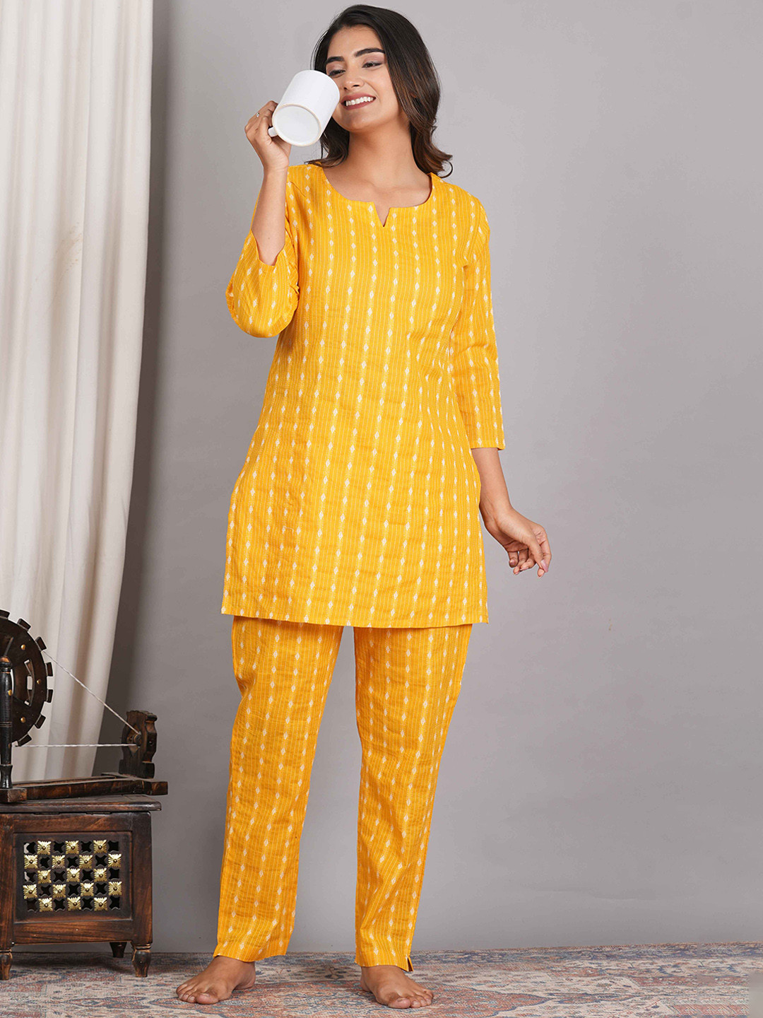 DHANOTA Pure Cotton Printed Night Suit