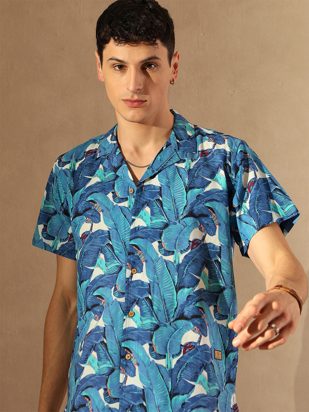 DENNISON Leaf Printed Oversized Shirt