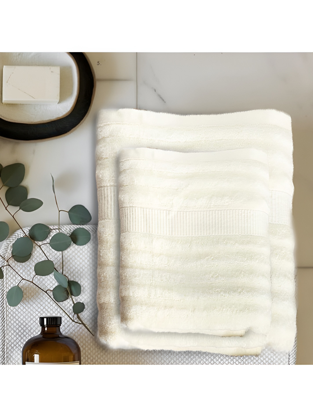 MUSH Cream-Coloured 2 Pieces 500 GSM Towel Set