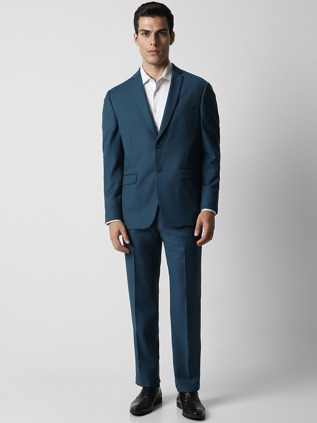 Van Heusen Textured Slim-Fit Single Breasted 2 Piece Formal Suits