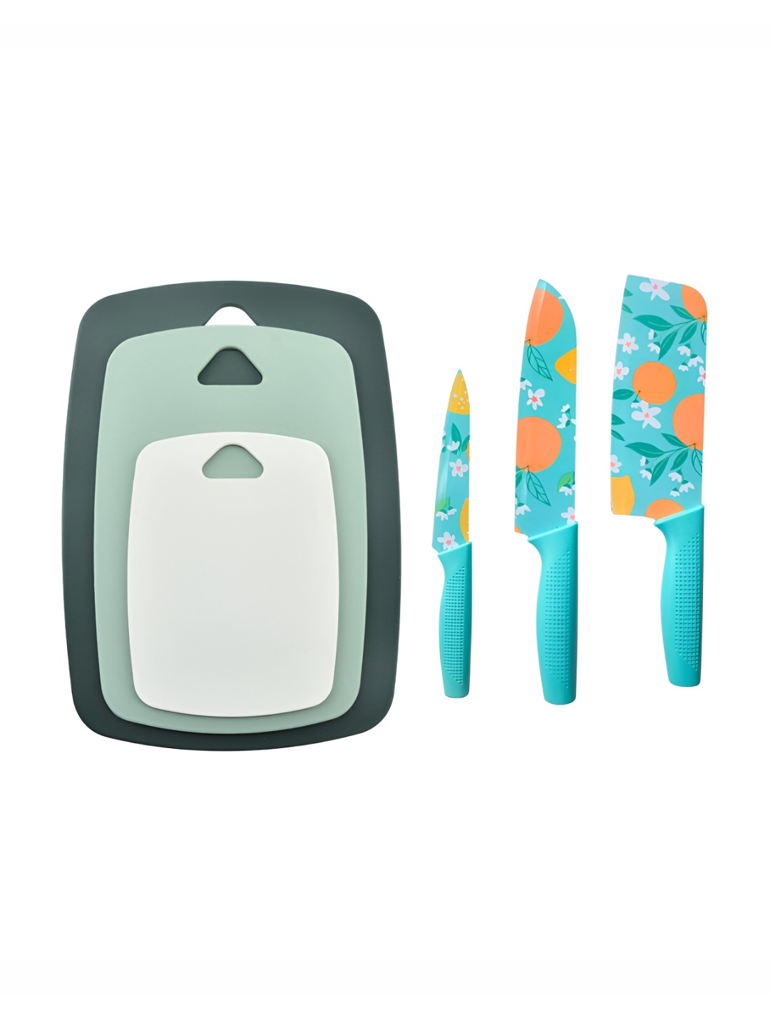 UniKart Blue 6 Pieces Stainless Steel Chopping Board With Knifes