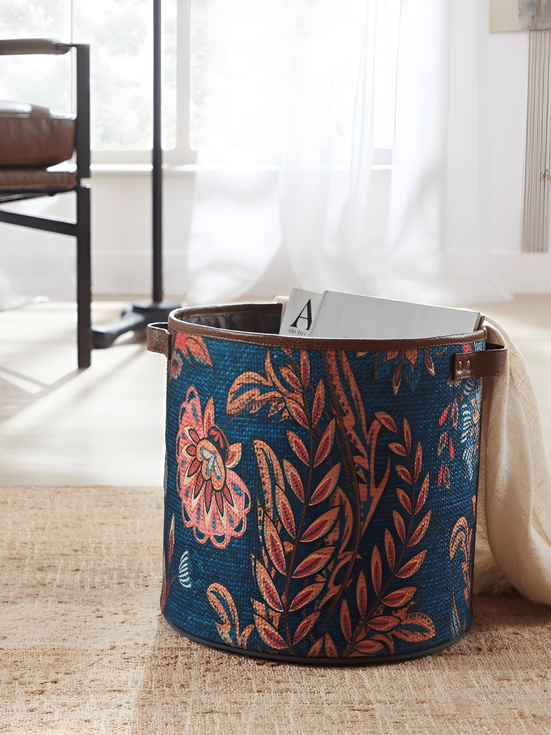 Mona B Blue & Beige Water Resistant Tote Basket Organisers