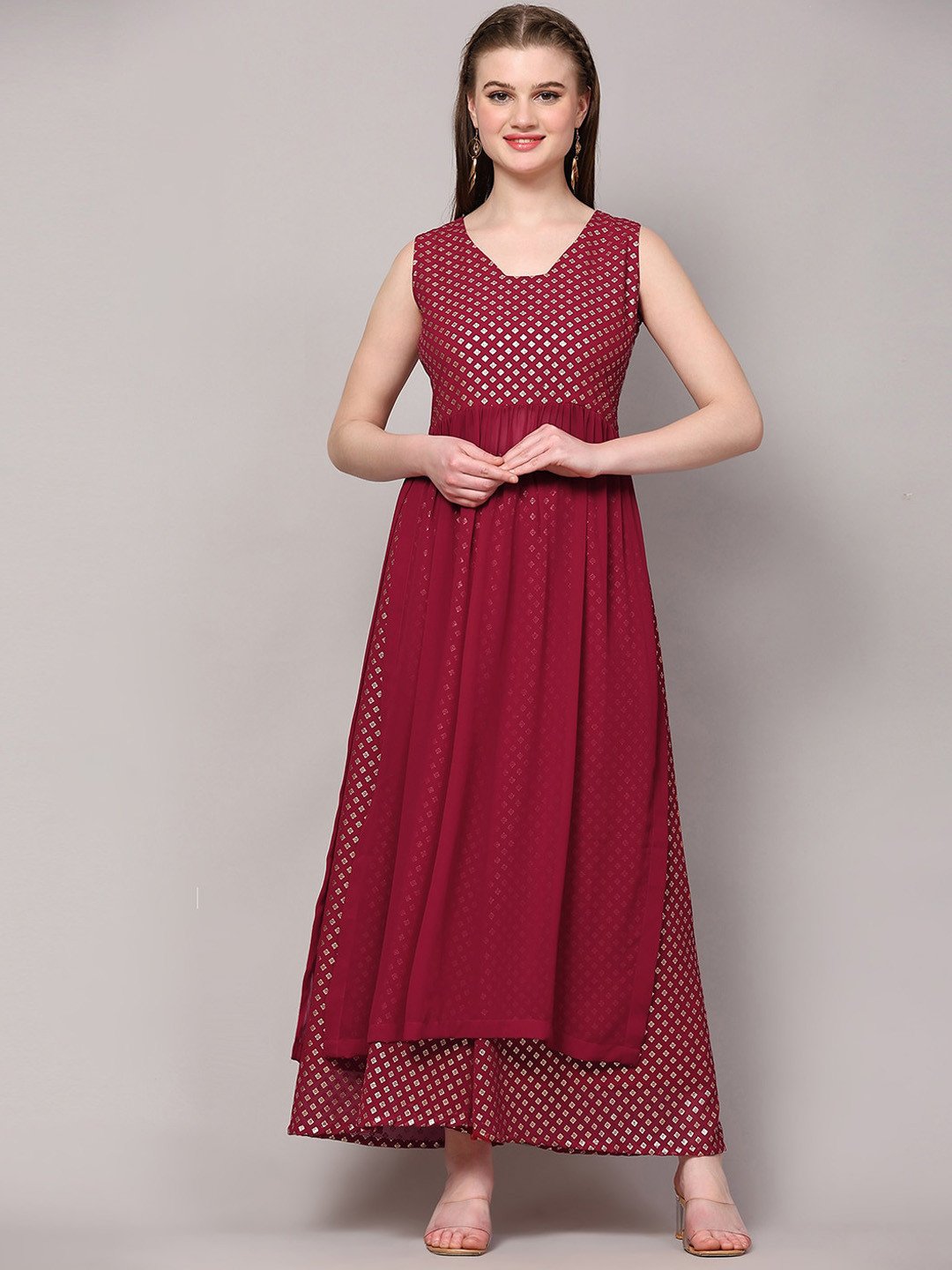 Poshak Hub Ethnic Motifs Yoke Design A-Line Kurta with Palazzos