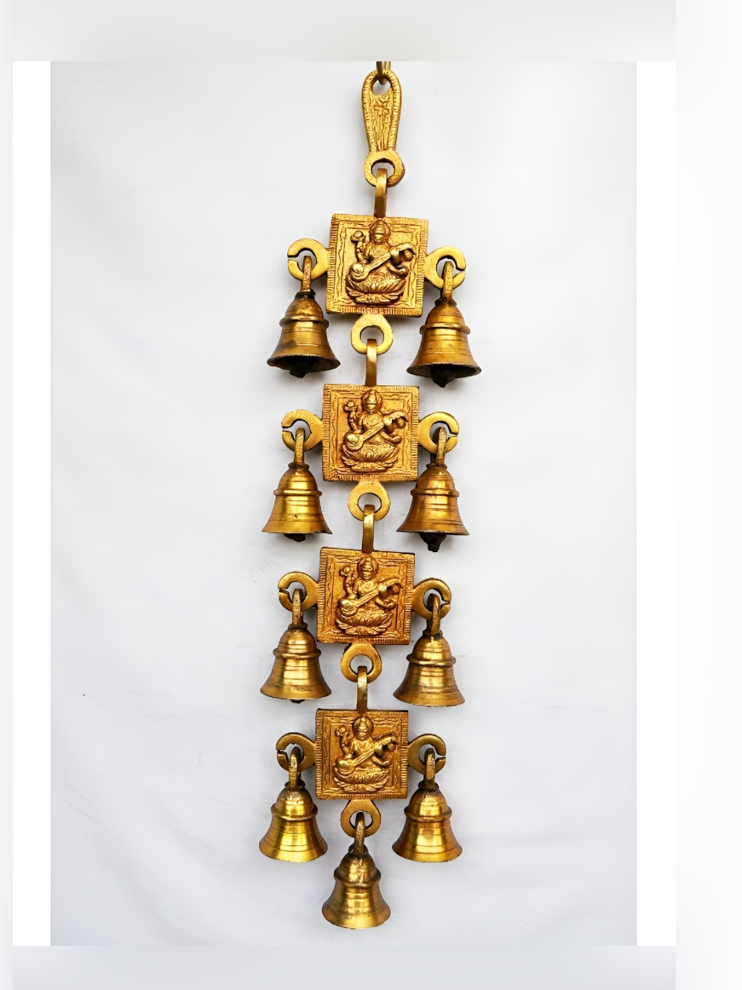 Aakrati with 9 little bells Brass Glossy Hall Wall Hangings-15In