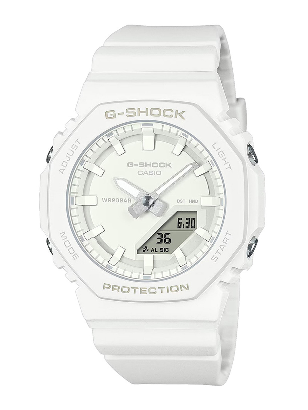 CASIO Women G-Shock GMA-P2100-7ADR White Ana-Digi Dial White Resin Band Watch G1532