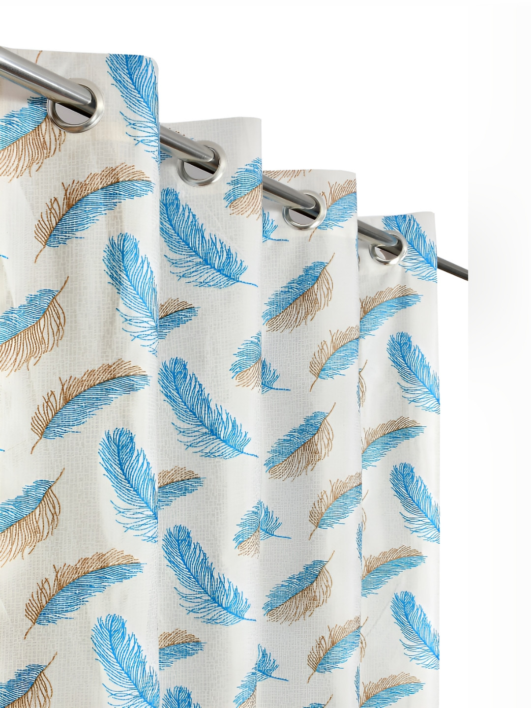 GOYTEX Turquoise Blue & White 2 Pcs Window Curtains