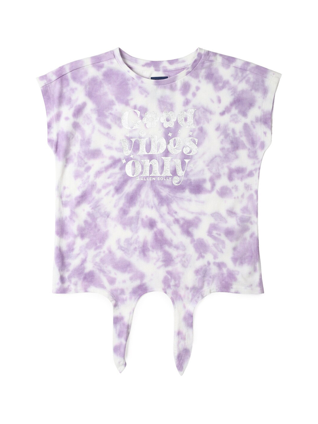 Allen Solly Junior Girls Dyed V-Neck Extended Sleeves Raw Edge T-shirt