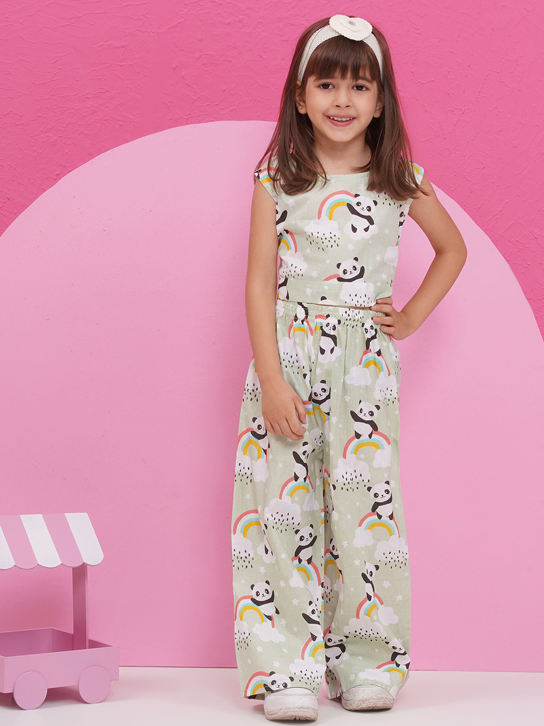 Aj DEZInES Graphic Printed Pure Cotton Top With Trousers