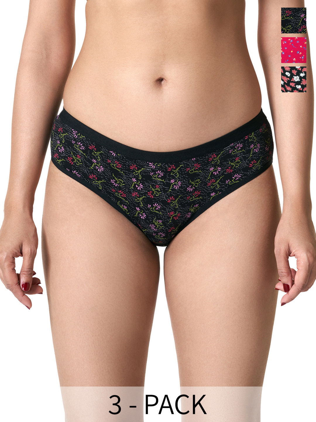 BLOSSOM Women Cotton Outer Elastic Printed Hipster_LILLY DARK 3 PACK