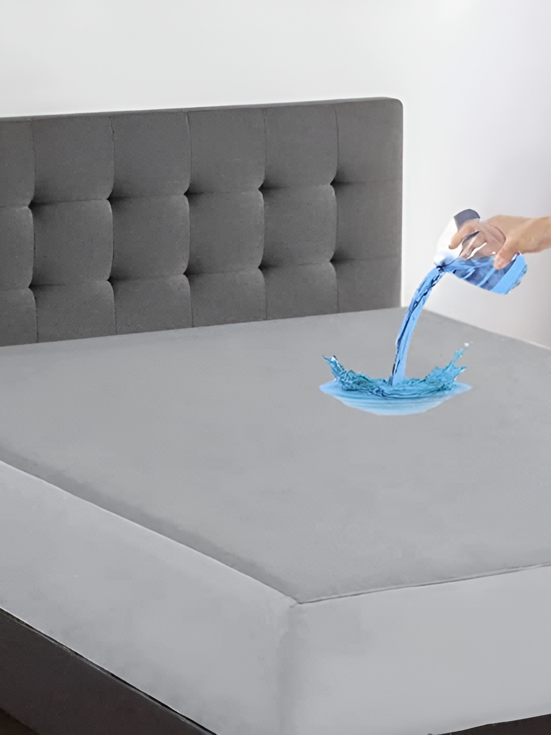 RF RELAXFEEL Silver-Toned Terry Water Resistant Fitted Queen Mattress Protector